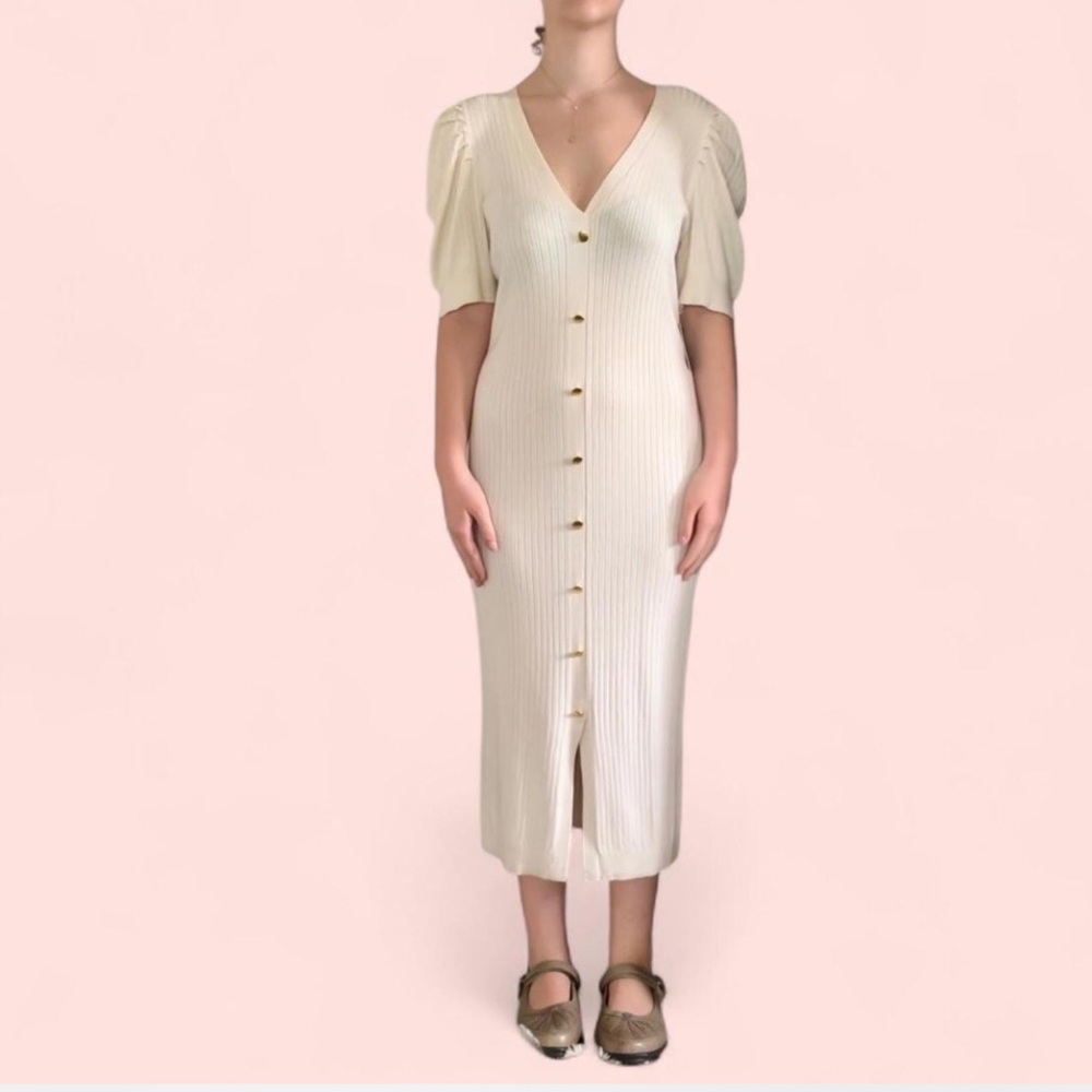 NWT Elegant Cream Express Ribbed Dress